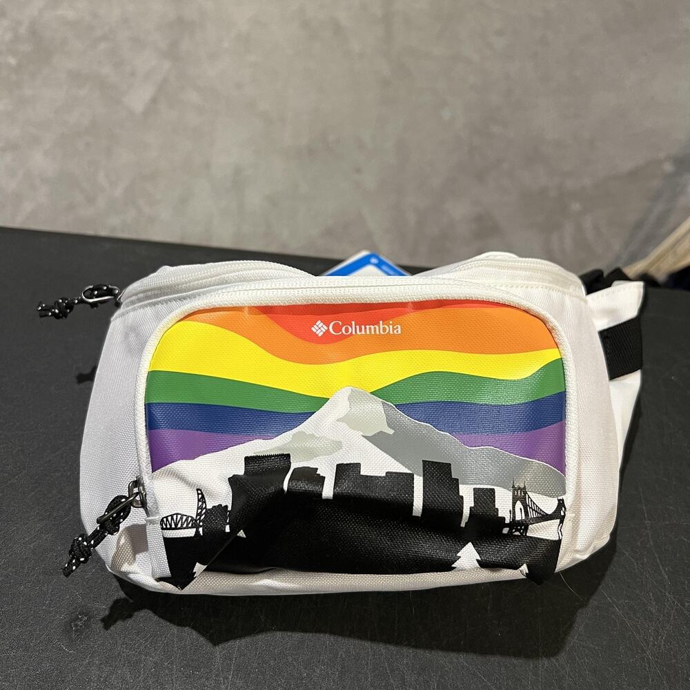Columbia Zigzag Hip Pack Belt Bag Unisex O/S White Rainbow Pride Festival Travel